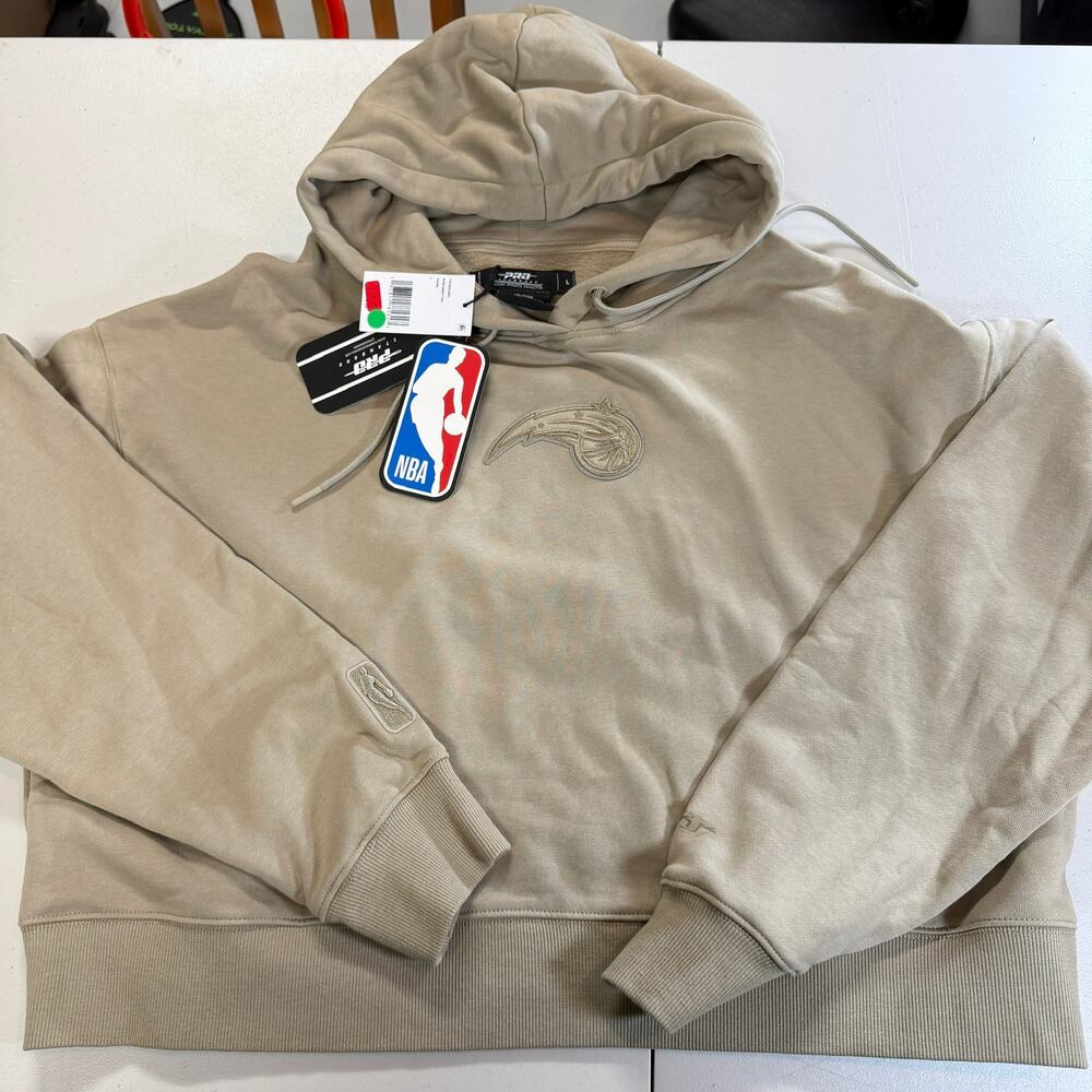 Orlando Magic Pro Standard Neural Women's Cropped Fleece Hoodie Taupe Large NWT